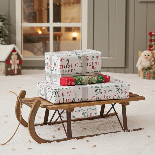 可愛いカスタマイズ可能なメリークリスマスラッピング紙 ラッピングペーパー