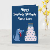 可愛いカスタマイズ可能な犬&ケーキソブリティ誕生日 カード (黄色い花)