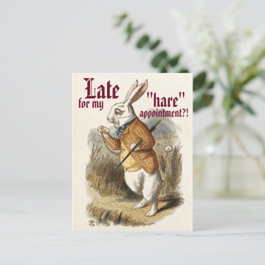 可愛いカスタマイズ可能な白うさぎ「ヘア」ヘアサロン ポストカード (スタンド正面)