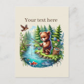 可愛いカスタマイズ可能な魚釣りクマ ポストカード (正面)