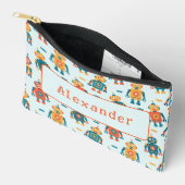 可愛いカスタマイズ可能ロボットプリント アクセサリーポーチ (見開き)