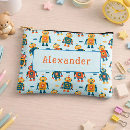 可愛いカスタマイズ可能ロボットプリント アクセサリーポーチ