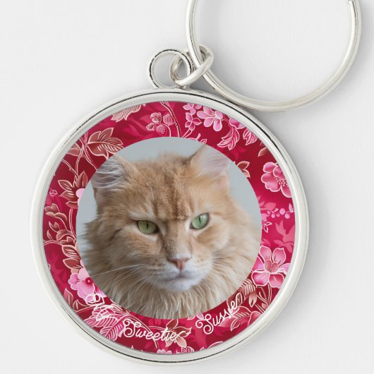 可愛いカスタムアニマルドッグ猫好きフォトキーチェーン キーホルダー (正面)