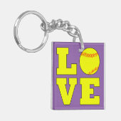 可愛いカスタムカラーファストピッチソフトボール愛キーチェーン キーホルダー (正面左)