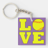 可愛いカスタムカラーファストピッチソフトボール愛キーチェーン キーホルダー (正面)
