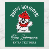 可愛いカスタムクマのクリスマスワインボトルラベル ワインラベル (シングルラベル)
