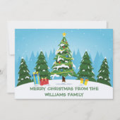 可愛いカスタムクリスマスツリーズブルー シーズンカード (正面)