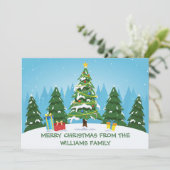 可愛いカスタムクリスマスツリーズブルー シーズンカード (スタンド正面)