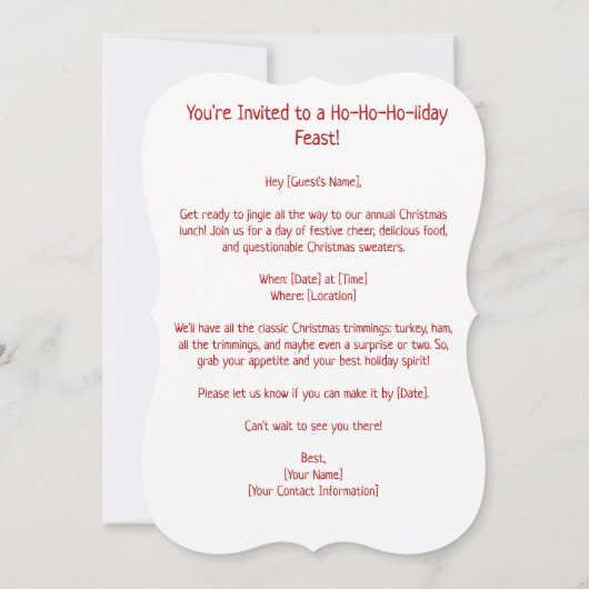 可愛いカスタムクリスマス風刺画 招待状 (裏面)