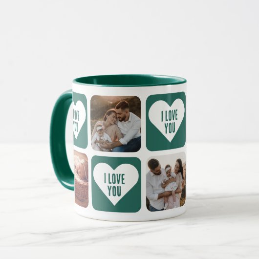 可愛いカスタムグリーン写真大好きマグカップ マグカップ (正面左)