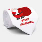 可愛いカスタムサンタとホワイトメリークリスマスネクタイ ネクタイ (ロール)