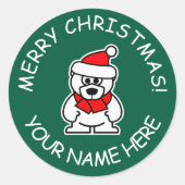 可愛いカスタムサンタの付いたクリスマスのシール ラウンドシール (正面)