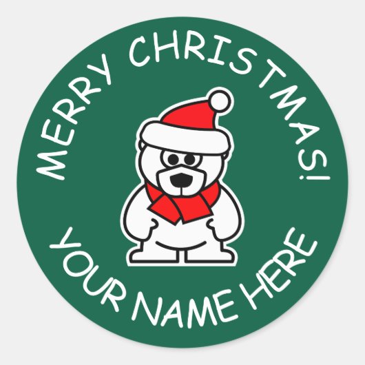 可愛いカスタムサンタの付いたクリスマスのシール ラウンドシール (正面)