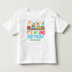 可愛いカスタムサーカス動物トレイン2nd誕生日 トドラーTシャツ