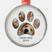 可愛いカスタムパウ印刷ペット名年写真集 メタルオーナメント (正面)