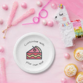 可愛いカスタムピンクケーキの文字スライス ペーパープレート (パーティー)