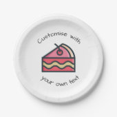 可愛いカスタムピンクケーキの文字スライス ペーパープレート (正面)