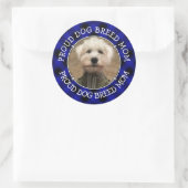 可愛いカスタムフォトフレームペットマムブルー&ブラックプレイド ラウンドシール (バッグ)