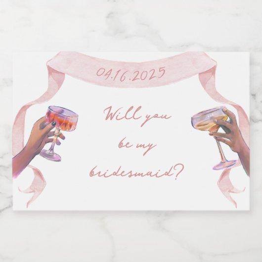 可愛いカスタムブライドのメイド提案ミニシャンパン スパークリングワインラベル (シングルラベル)