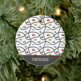 可愛いカスタムリトルボーイの名前カークリスマス セラミックオーナメント