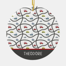 可愛いカスタムリトルボーイの名前カークリスマス セラミックオーナメント