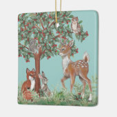 可愛いカスタム写真、ウッドランドの赤ちゃん動物の休日 セラミックオーナメント (左)