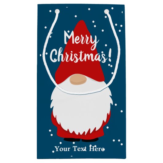 可愛いカスタム冬の抱き枕とクリスマス格言 スモールペーパーバッグ (裏面)