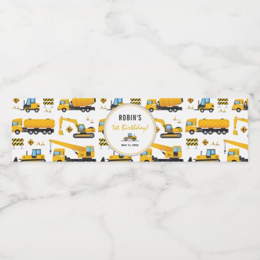 可愛いカスタム建築トラックをテーマにしたドリンク ペットボトルラベル (シングルラベル)