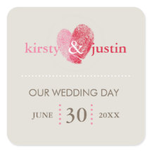 可愛いカスタム指紋ハートをシールする結婚