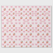 可愛いカスタム水彩さくらんぼボウコケットパターン ラッピングペーパー (フラット)