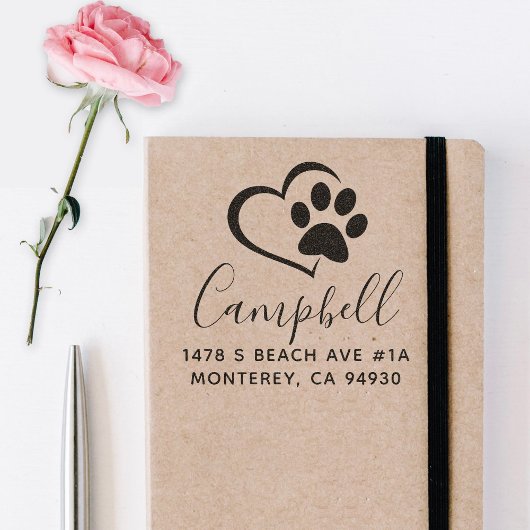 可愛いカスタム犬の住所スタンプハートと手 セルフインキングスタンプ