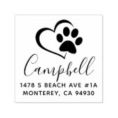 可愛いカスタム犬の住所スタンプハートと手 セルフインキングスタンプ (デザイン)