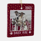 可愛いカスタム犬の名前の年の前版印刷の休日 セラミックオーナメント (右)