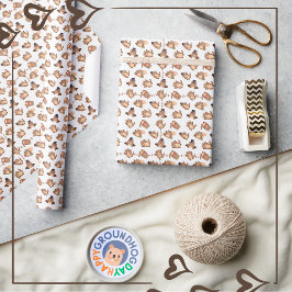 可愛いカスタム背景色グラウンドホッグの日 ラッピングペーパー