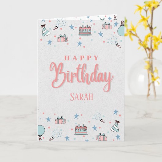 可愛いカスタム誕生日カード カード (黄色い花)