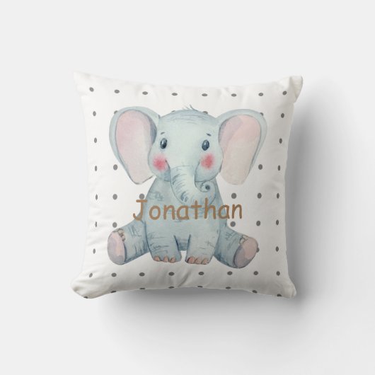 可愛いカスタム象水玉模様子供部屋ブルー クッション (正面)