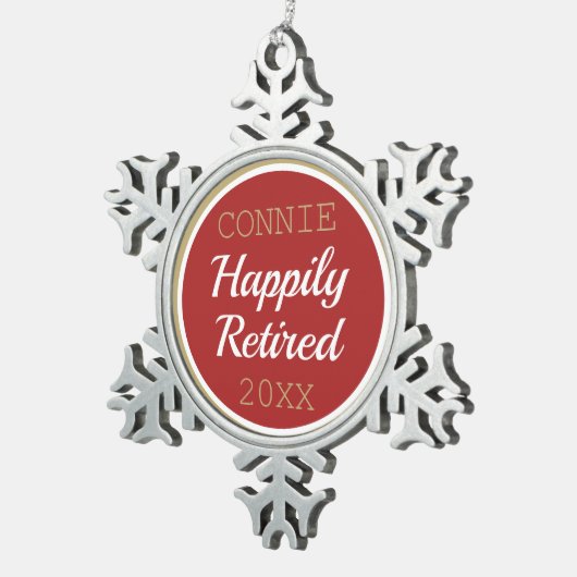 可愛いカスタム退職したクリスマス スノーフレークピューターオーナメント (右)