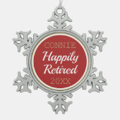 可愛いカスタム退職したクリスマス スノーフレークピューターオーナメント (正面)