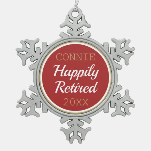 可愛いカスタム退職したクリスマス スノーフレークピューターオーナメント (正面)