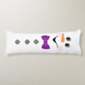 可愛いカスタム雪だるまとパープルボウタイ ボディピロー (正面)