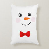 可愛いカスタム雪だるまとレッドボウタイ アクセントクッション (正面(垂直))
