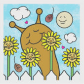 可愛いカタツムリとタンデリオンフレンズ秋ビニル シール (正面)