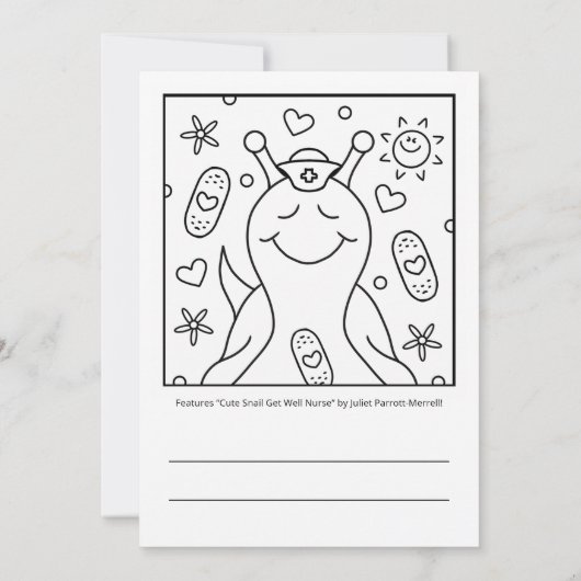 可愛いカタツムリナースーが色づき始める カード (裏面)