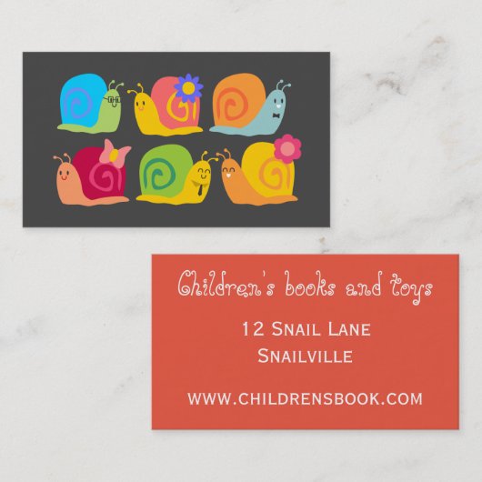 可愛いカタツムリ子供オンラインのおもちゃや書籍事業 名刺 (正面/裏面)