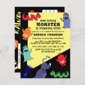 可愛いカッコいいモンスターフラッシュライトスリープバー誕生日 インビテーションポストカード (正面/裏面)