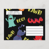 可愛いカッコいいモンスターフラッシュライトスリープバー誕生日 インビテーションポストカード (裏面)