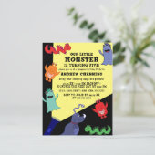可愛いカッコいいモンスターフラッシュライトスリープバー誕生日 インビテーションポストカード (スタンド正面)