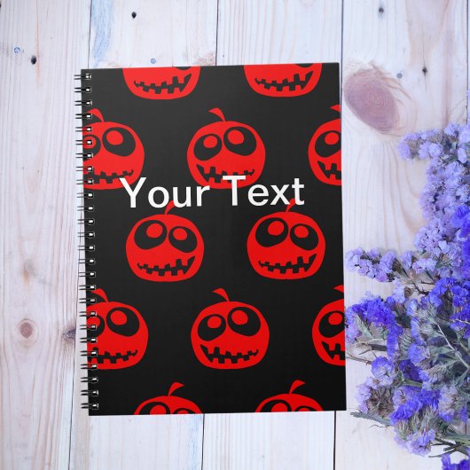可愛いカッコいい赤ハロウィーンカボチャ柄 ノートブック