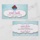 可愛いカップケーキお洒落《写真》ぼけ味柄アクアブル 名刺 (正面/裏面)