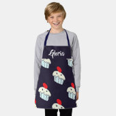 可愛いカップケーキを青で エプロン (着用した状態)